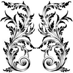 Vintage baroque ornament, corner. Retro pattern antique style acanthus. Decorative design element filigree calligraphy vector. - stock vector