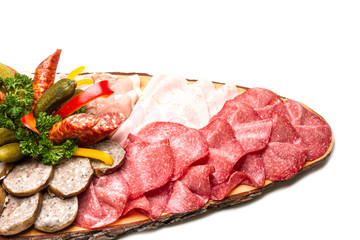 Wurst Scheiben auf Holzbrett 