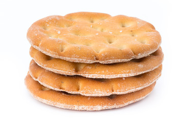 Short pastry cookies isolated on white background.