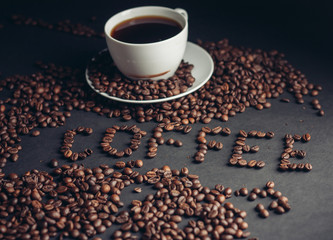 cup, coffee beans, flavor