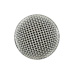 Microphone close up top view isolated on white