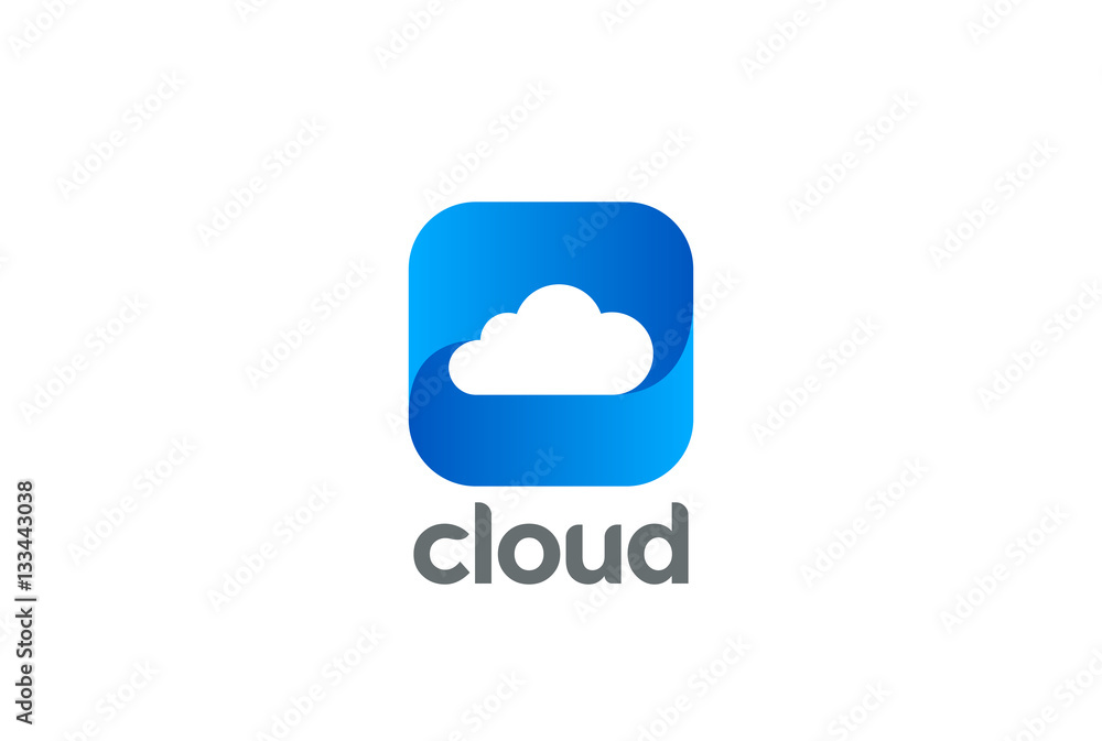 Poster cloud computing logo vector. data storage technology button app