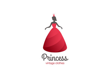 Woman Dress Crown Logo design vector. Fashion Clothes shop store