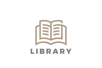 Book Logo Education Library design vector Linear style