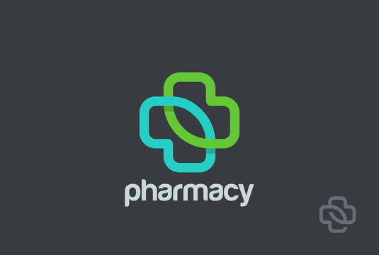 Pharmacy Logo eco cross design vector. Clinic Medicine Logotype