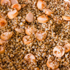 Buckwheat porridge with sausages
