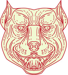 Pitbull Dog Mongrel Head Mono Line