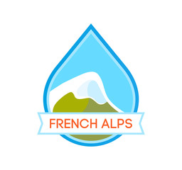 Fototapeta premium Logo with Illustration of Alpine Mountain