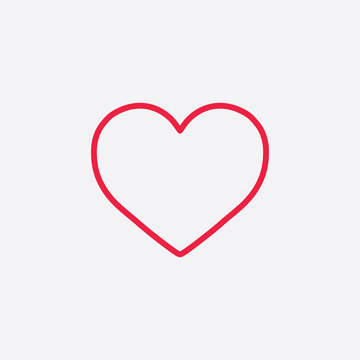 heart love valentine line icon red on white background
