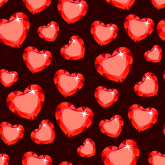 Seamless texture with red hearts