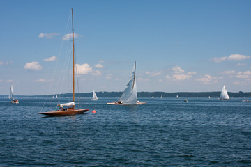 Sailing boats on a beautiful summer day on a lake