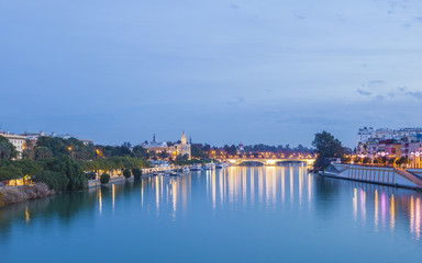 Naklejka premium Guadalquivir at sunset, Seville, Spain