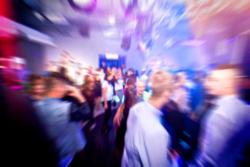 Crowd of people on the club party.