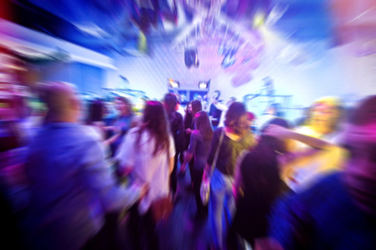 Crowd of people on the club party.