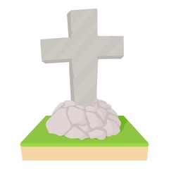 Grave icon, cartoon style