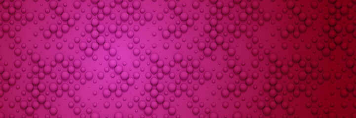 banner made of spheres in different sizes in shades of purple (3d illustration)