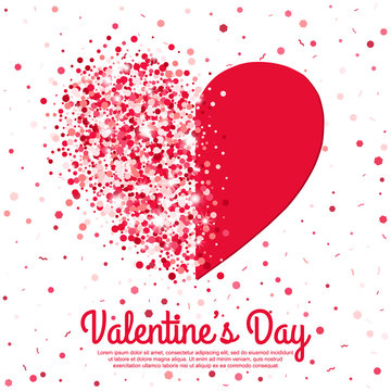 Valentines Day Poster with Hearts on white background. Vector template for different projects.