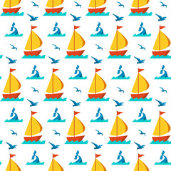 Seamless patterns nautical elements 