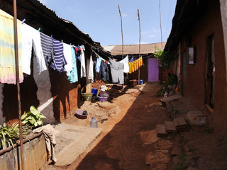 African slum - backyard in Kibera, Nairobi