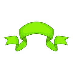 Green ribbon icon, cartoon style
