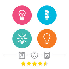 Light lamp icons. Energy saving symbols.