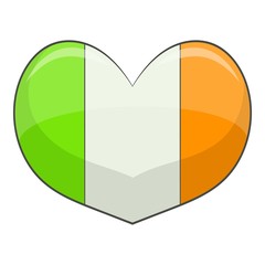 Ireland heart icon, cartoon style