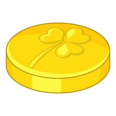 Golden coin icon, cartoon style