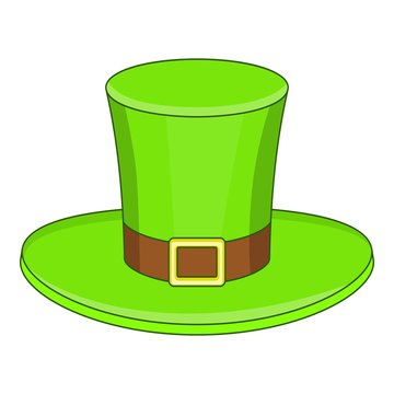 Leprechaun hat icon, cartoon style