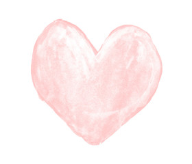 Pale pink heart painted with gouache