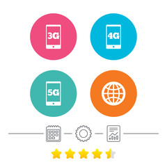 Mobile telecommunications icons. 3G, 4G and 5G.