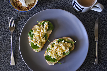 Scrambled Egg and Spinach on Toast
