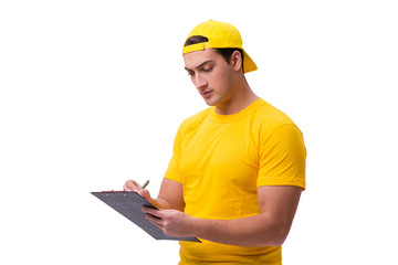 Delivery guy isolated on the white background