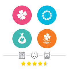 Saint Patrick day icons. Money bag with clover.