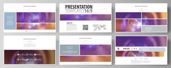 Business templates in HD format for presentation slides. Easy editable abstract vector layouts in flat style. Bright color colorful design, beautiful futuristic background.