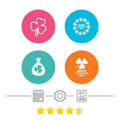 Saint Patrick day icons. Money bag with clover.