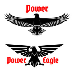 Naklejka premium Power eagle icon or heraldic bird symbols set