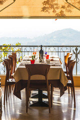 Served table in an italian restaurant