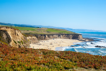 Beach and seaside cliffs at Half Moon Bay California - 133452601