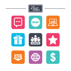 Online shopping, e-commerce and business icons.