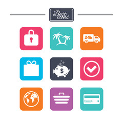 Online shopping, e-commerce and business icons.