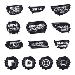 Social media icons. Chat speech bubble and Globe.