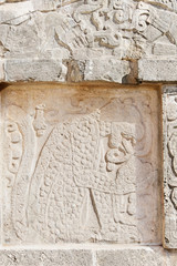 Mayan carving from Chichen Itza showing a jaguar devouring a human heart
