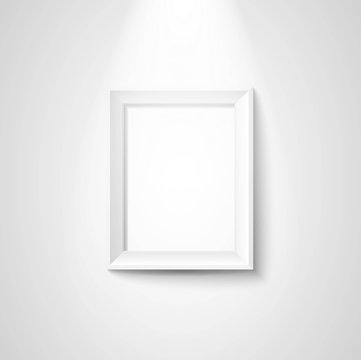 Blank white picture frame with spotlights Vector
