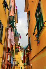 Fototapeta na wymiar picturesque alley in Riomaggiore, Italy