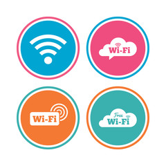 Wifi Wireless Network icons. Wi-fi speech bubble.