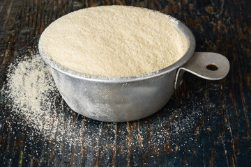 Semolina Flour in a Measuring Cup