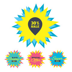 30 percent sale pointer tag sign icon.