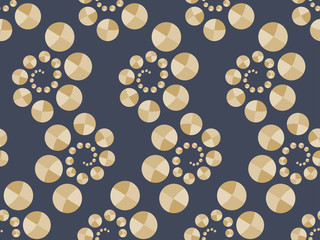 Art Deco seamless pattern with circles in gold tones. Vector illustration.