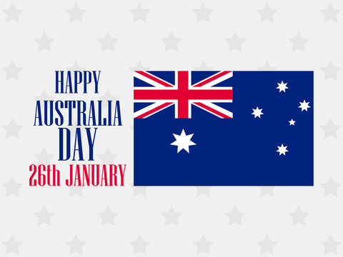 Happy Australia day 26 january. Text with Australia flag pattern for greeting card. Vector illustrations