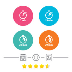 Timer icons. Five minutes stopwatch symbol.